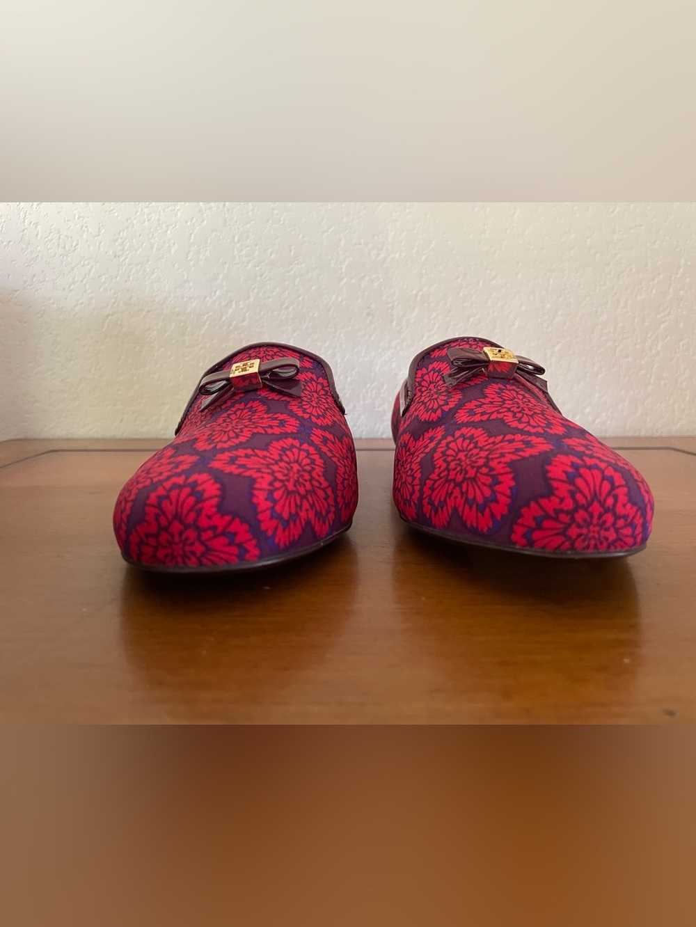 Tory Burch Chandra “Retired” Kariba Print Red/Purple Smoking Loafers Sz 9 - Picture 10 of 16